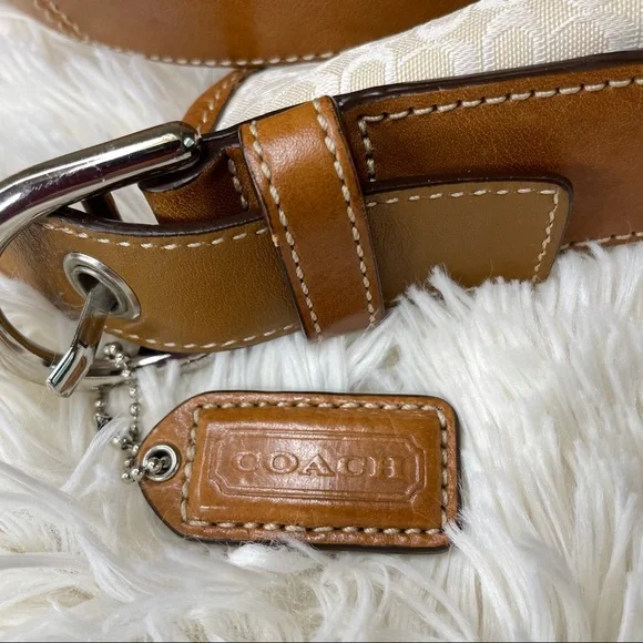 Coach Handbag Shoulder Signature Mini Duffle Ivory leather Brown purse. - Picture 13 of 17